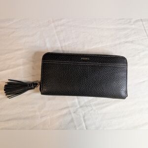 Fossil Black Pebbled Leather Women's Wallet